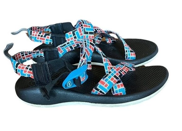 Chaco Girl orUnisex Z/1 Ecotread Sports Water Sandal Wide Strap SZ 4 Blue Orange - Picture 4 of 10